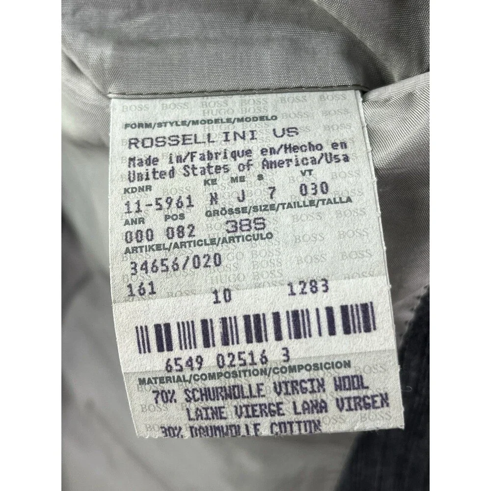 HUGO BOSS Rossellini Men 38S Blazer Gray Striped Textured Wool Sport Jacket